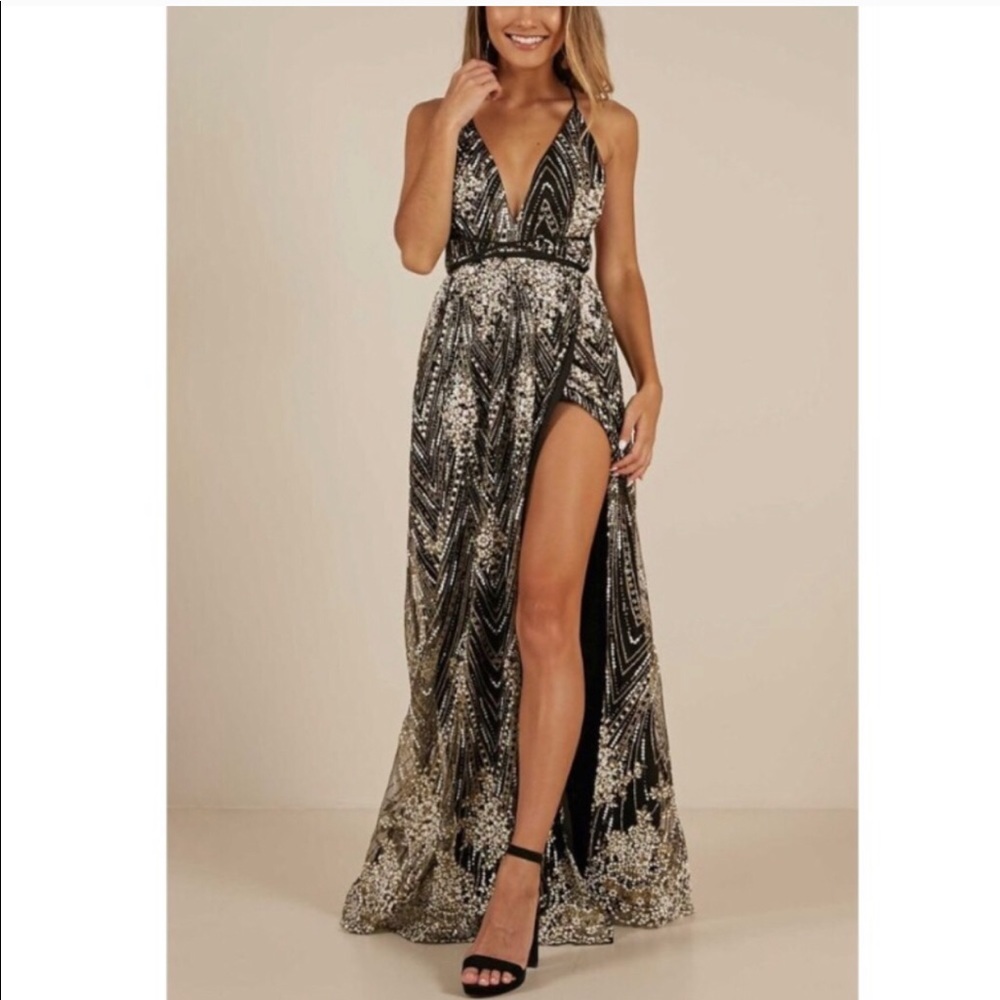 Showpo Black New York Nights Maxi Dress